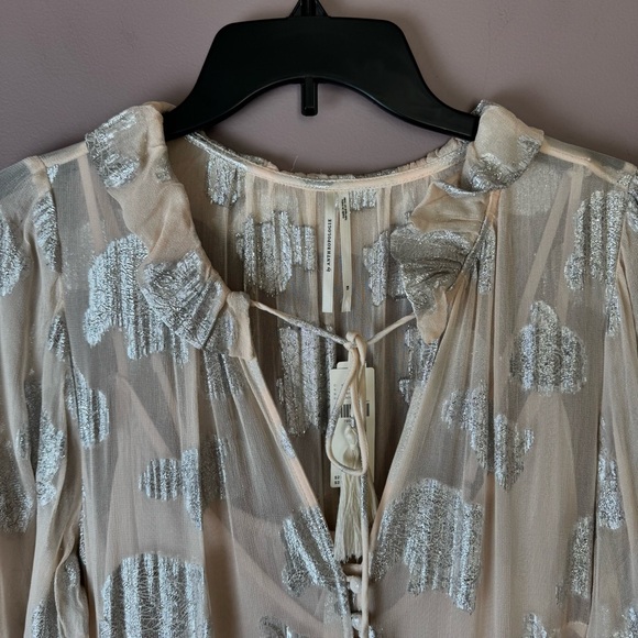 Anthropologie The Marais Chiffon Maxi Dress Shine Edition Peach Metallic 1X - Picture 5 of 14